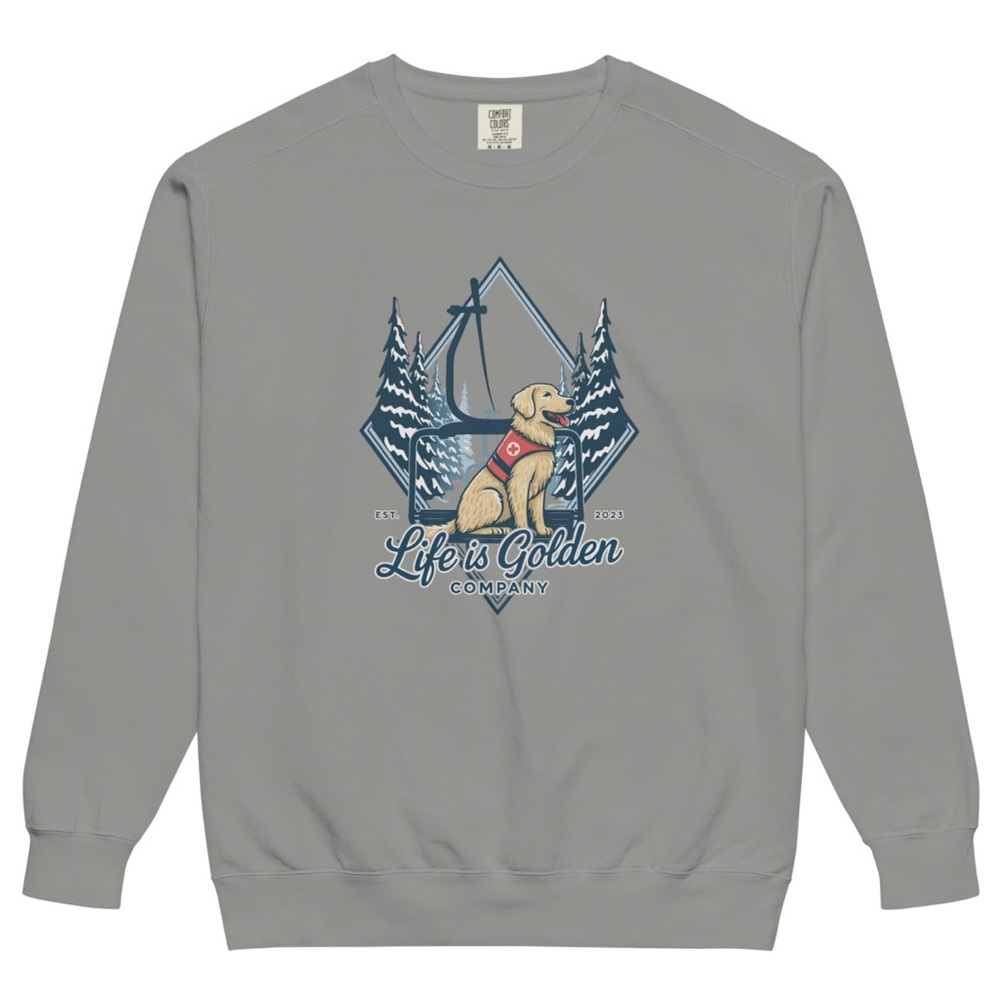 🐕 LIFE IS GOLDEN Grey Golden Patrol Unisex Sweatshirt (Front Placement) Size L